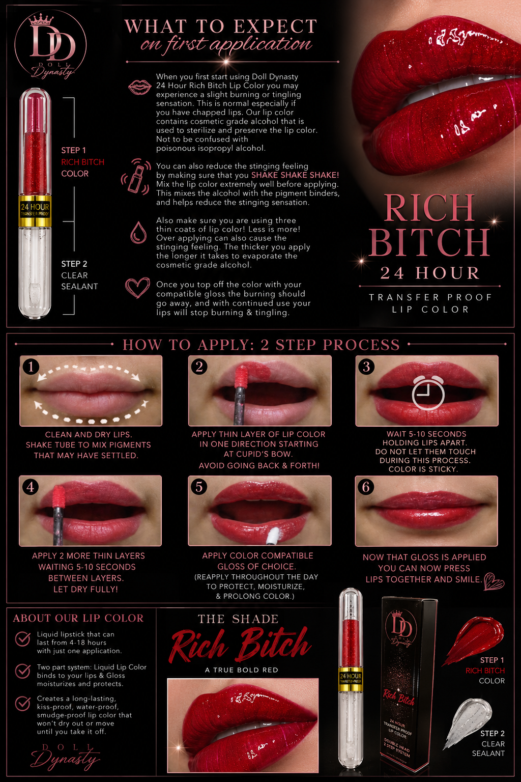 Rich Bitch 8-24 hour Transfer proof lip color