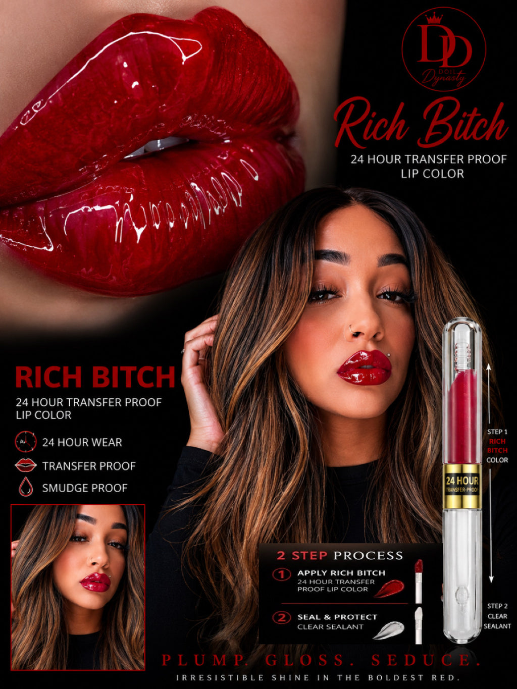Rich Bitch 8-24 hour Transfer proof lip color